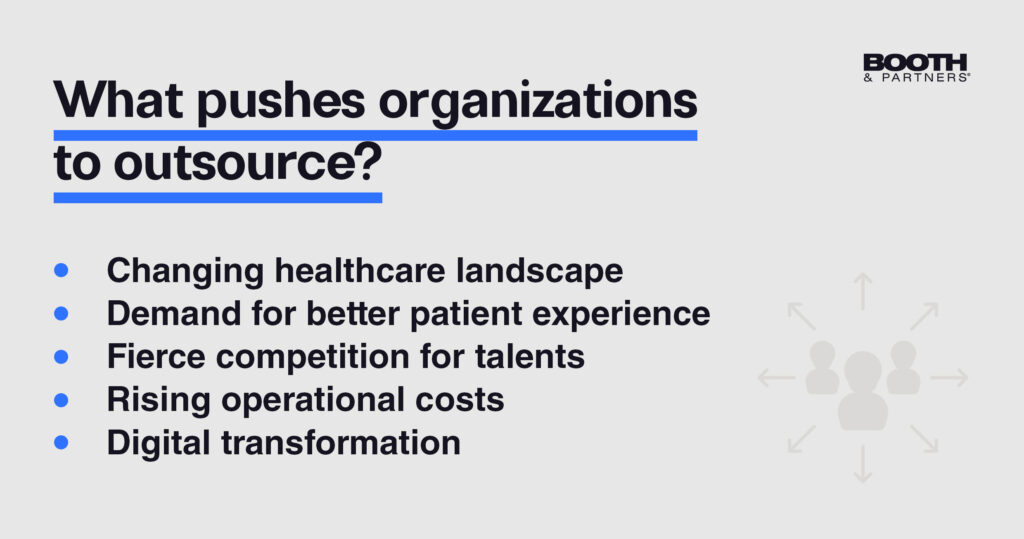 What pushes organizations to outsource