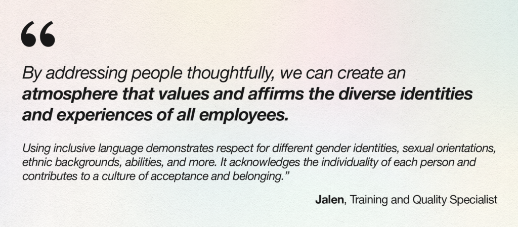 A statement from Jalen, an expert in training & quality assurance