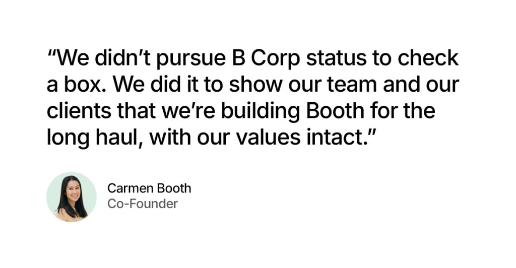 B Corp certified quote from Carmen
